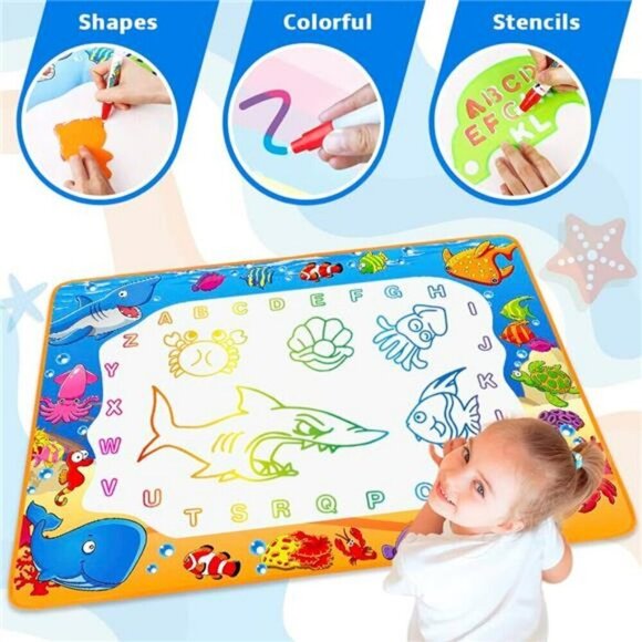 Water Doodle Mat Kids Painting Writing Color Doodle Drawing Mat Toy Magic Pens - Picture 6 of 7